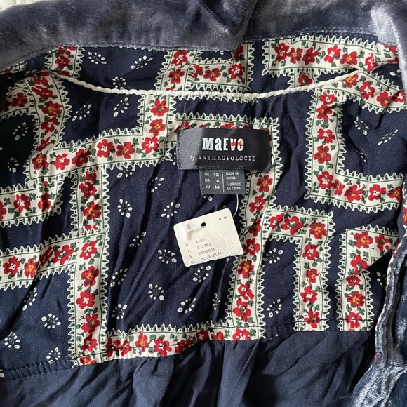 Anthropologie Maeve Blue Velvet Dress 8 NWT - Picture 5 of 5